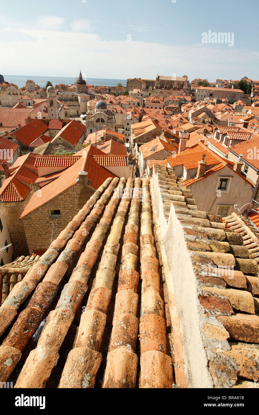 Red tiled roofs in Dubrovnik, Croatia Stock Photo