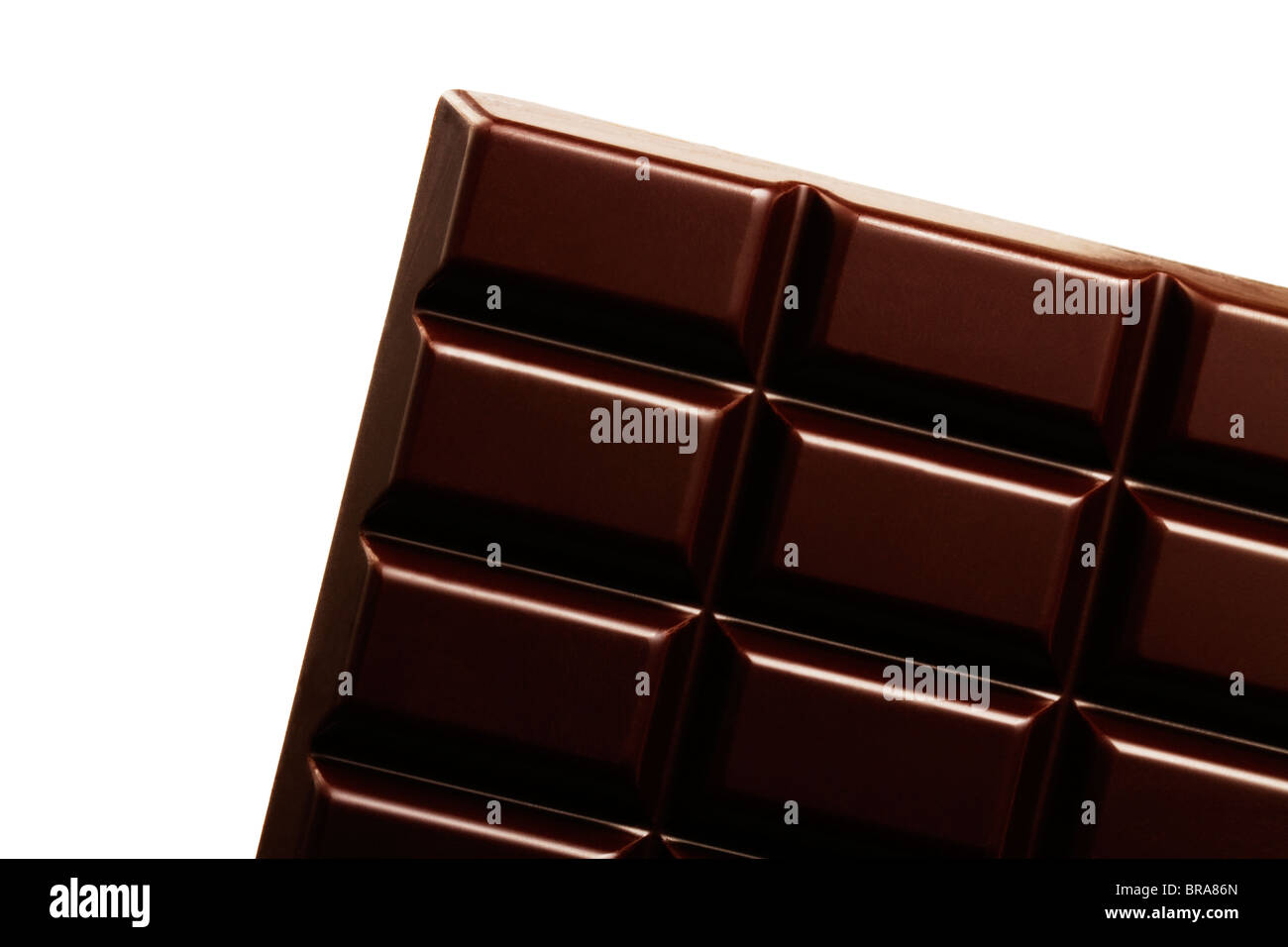 plain chocolate bar diagonal on white background Stock Photo