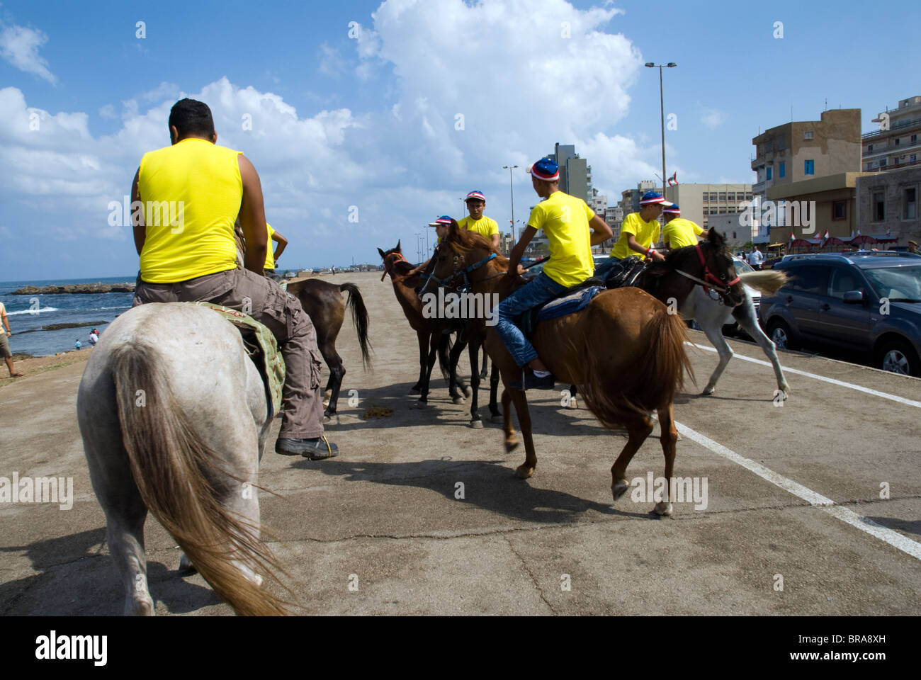 Arab horses riding at el Mina sea Tripoly city north Beirut Lebanon