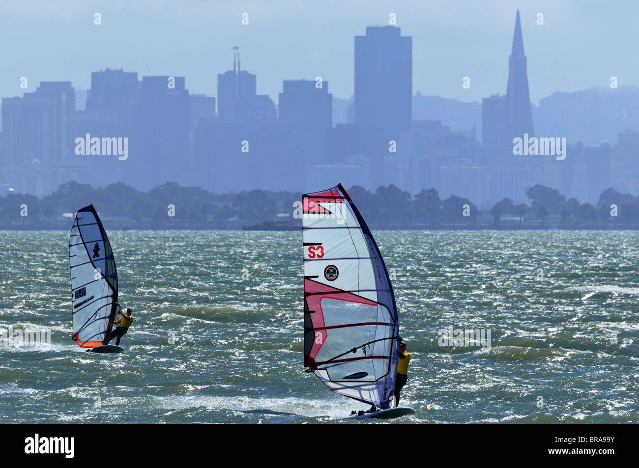Windsurfing in the Bay, San Francisco, California Stock Photo 31574311