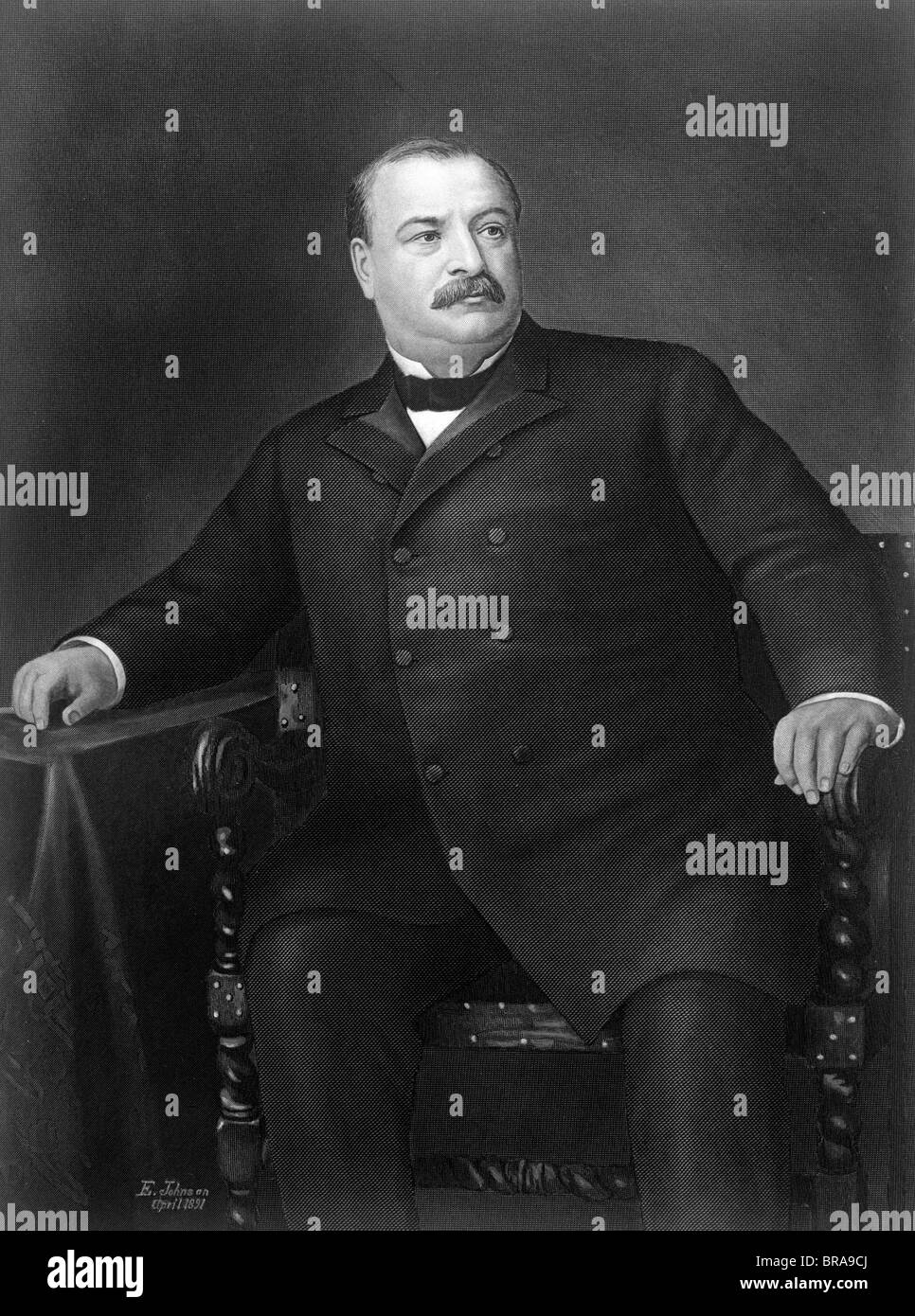 1800s 1890s 1891 PORTRAIT OF GROVER CLEVELAND 22nd & 24th AMERICAN PRESIDENT Stock Photo