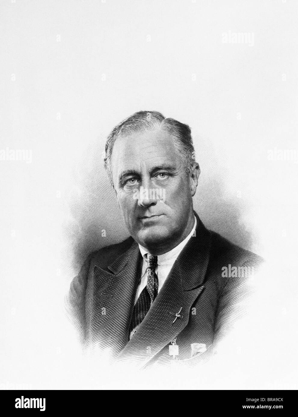 1940s SERIOUS HEAD SHOULDER PORTRAIT OF FRANKLIN DELANO ROOSEVELT 32nd AMERICAN PRESIDENT Stock Photo