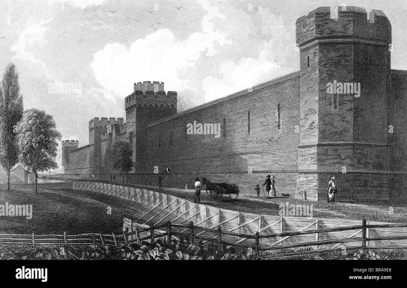 1800s DRAWING OF 19th CENTURY PHILADELPHIA Eastern State Penitentiary Stock Photo