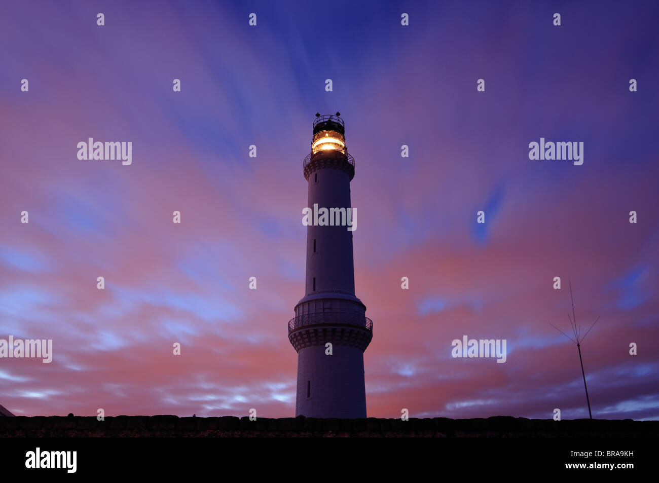 Girdle Ness lighthouse at night, Aberdeen, Scotland Stock Photo