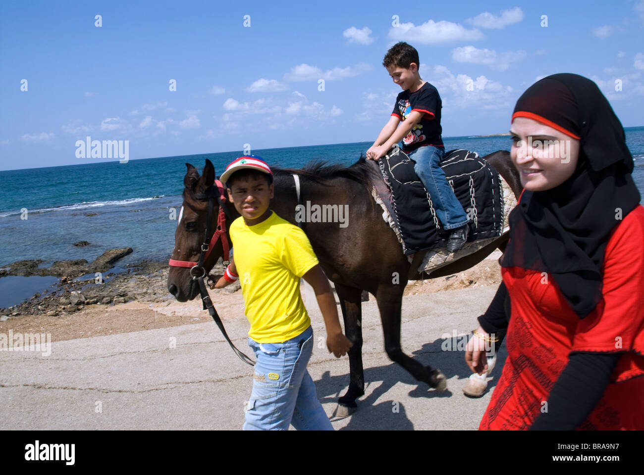 Arab horses riding at el Mina sea Tripoly city north Beirut Lebanon