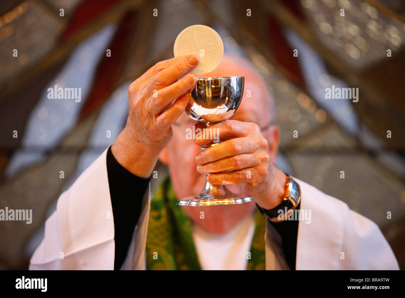 Eucharist in the Chapel of the Holy Spirit, Anglican Church of St. James, Sydney, New South Wales, Australia, Pacific Stock Photo