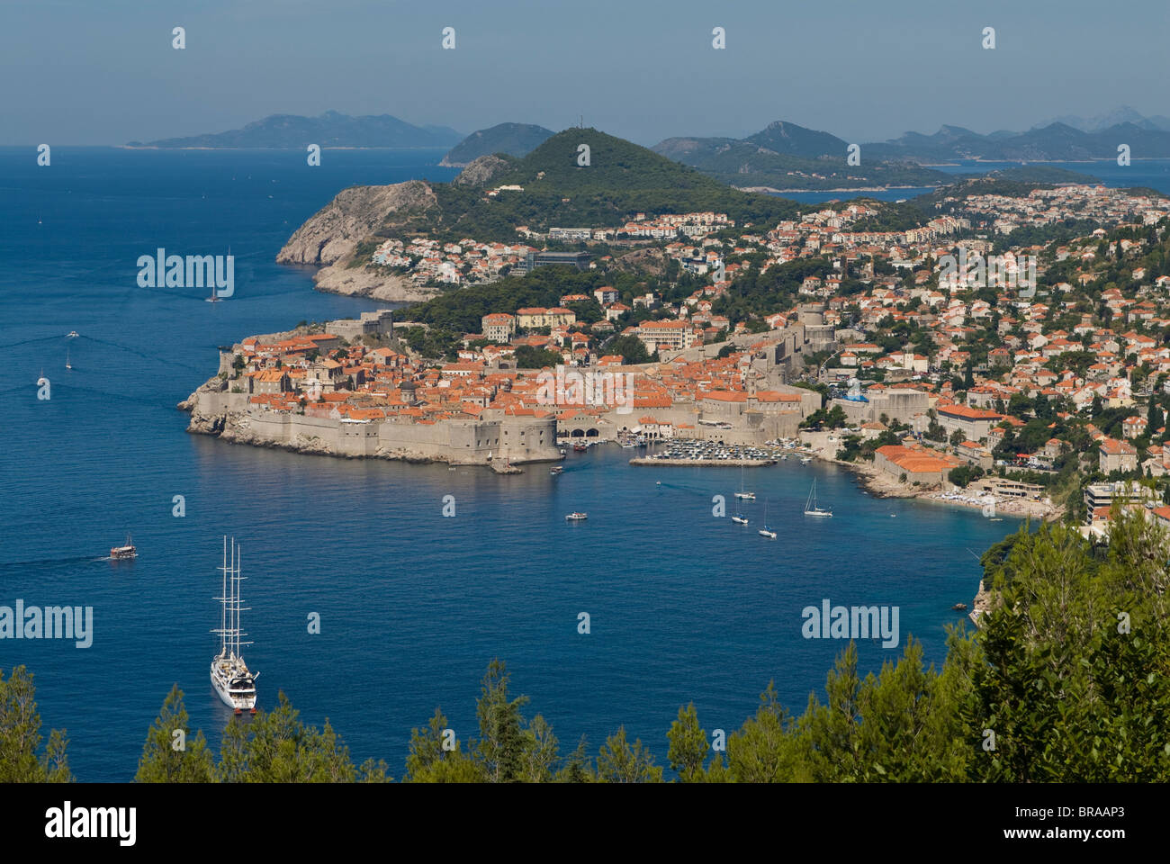 View over the old town of Dubrovnik, UNESCO World Heritage Site, Croatia, Europe Stock Photo