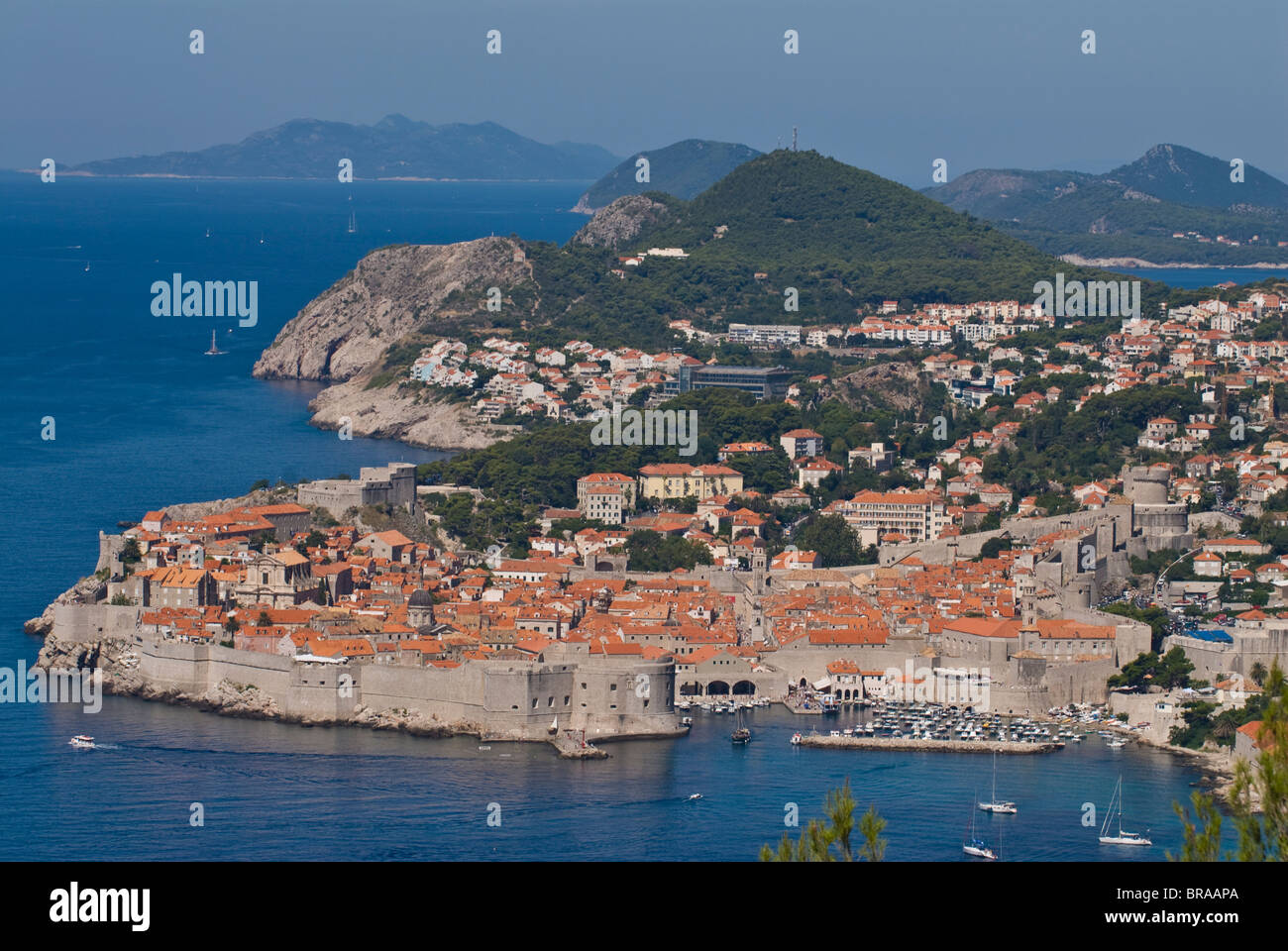 View over the old town of Dubrovnik, UNESCO World Heritage Site, Croatia, Europe Stock Photo