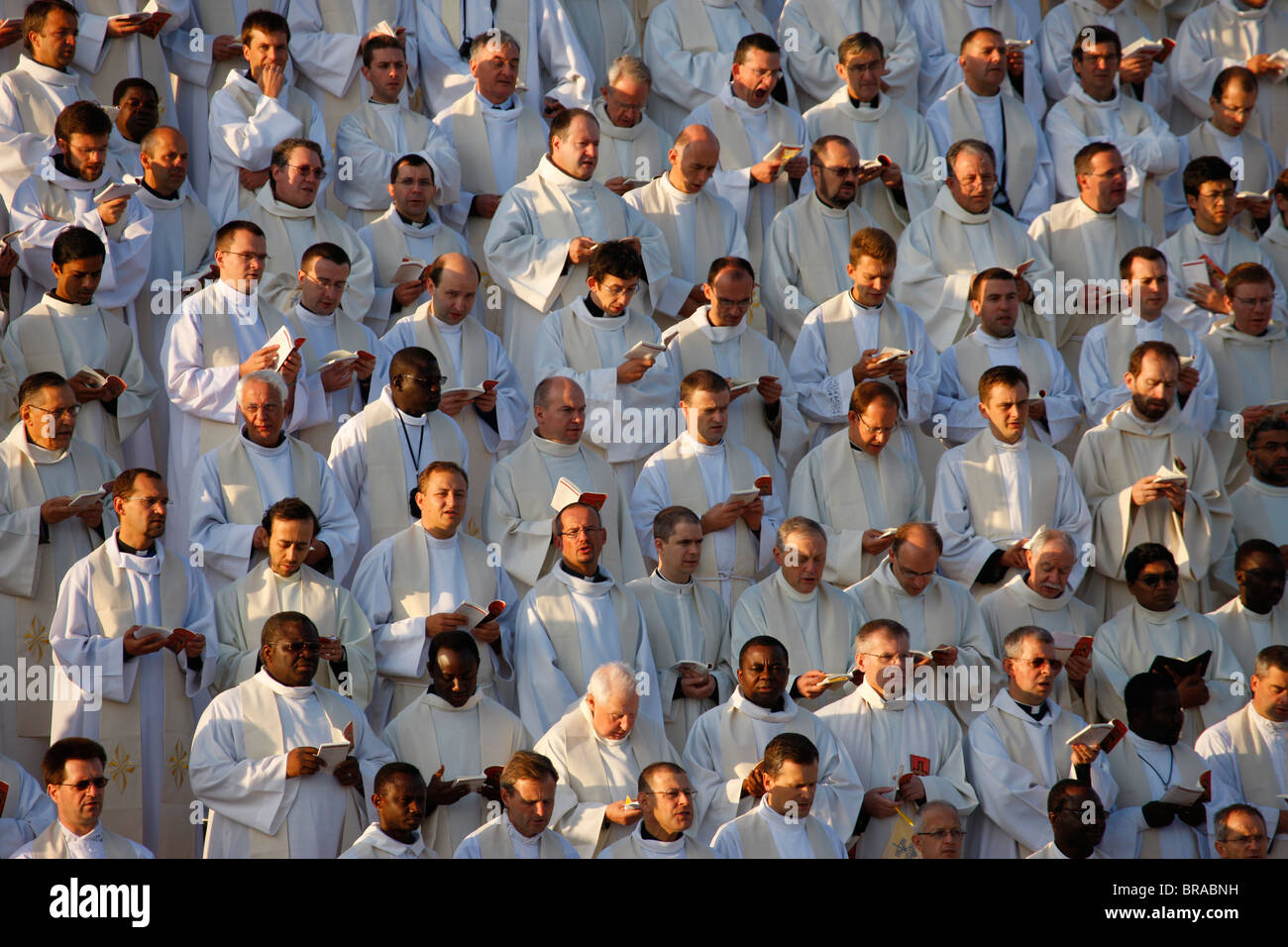 Priests and seminarists at Mass celebrated by Pope Benedict XVI, Paris, France, Europe Stock Photo