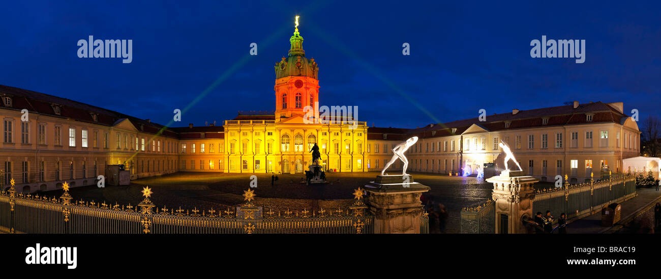 Christmas market at Schloss Charlottenburg (Charlottenburg Castle), illuminated at night, Berlin, Germany, Europe Stock Photo