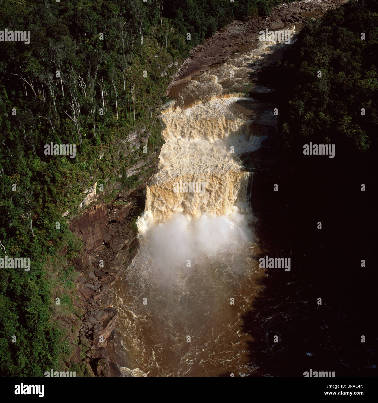 Aerial image of the Peaima Falls, Upper Mazaruni River, Guyana, South America Stock Photo