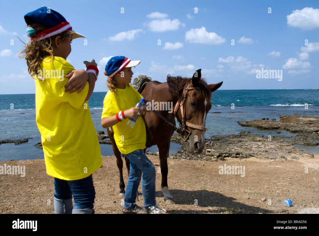 Arab horses riding at el Mina sea Tripoly city north Beirut Lebanon