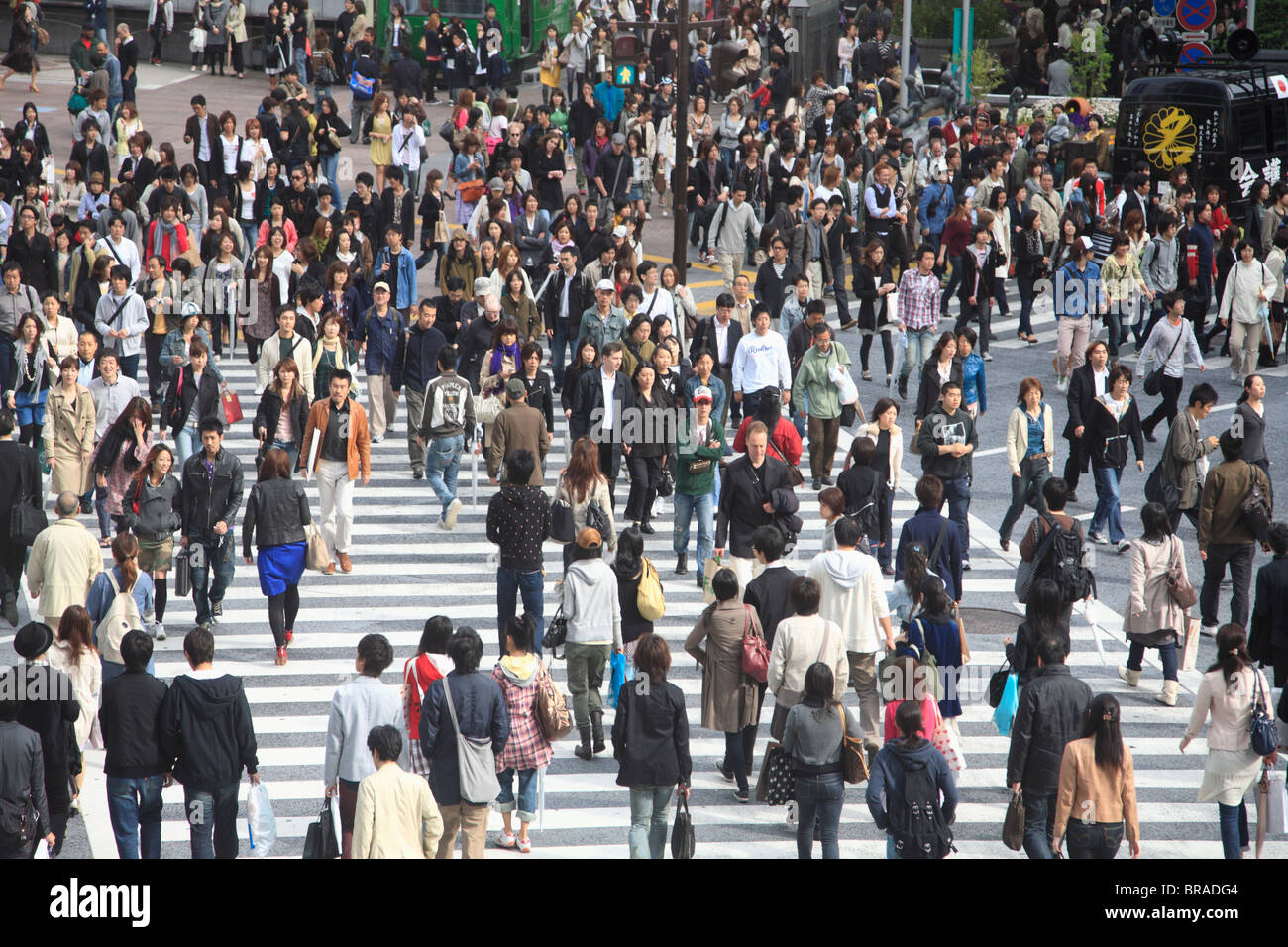 Shibuya Crossing, world's busiest crosswalk, Shibuya, Tokyo, Japan, Asia Stock Photo