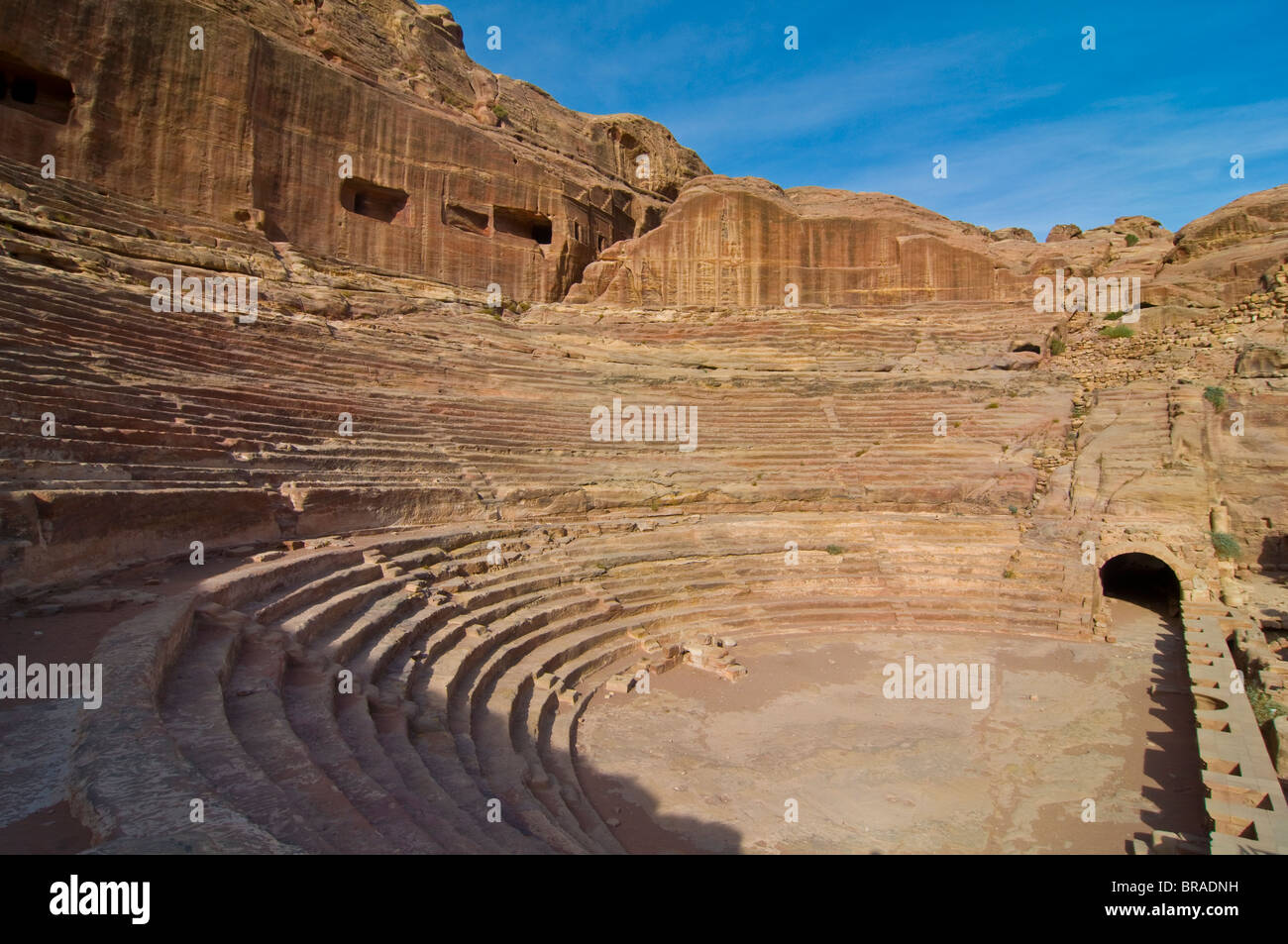 The amphitheater, Petra, UNESCO World Heritage Site, Jordan, Middle East Stock Photo