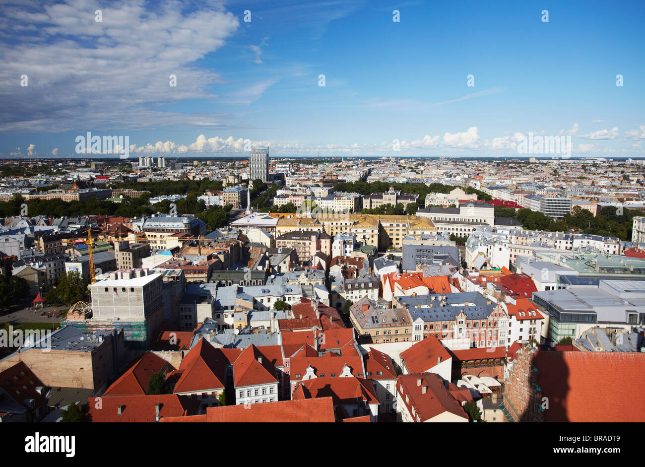 View of Old Town with New Town in background, Riga, Latvia, Baltic States, Europe Stock Photo