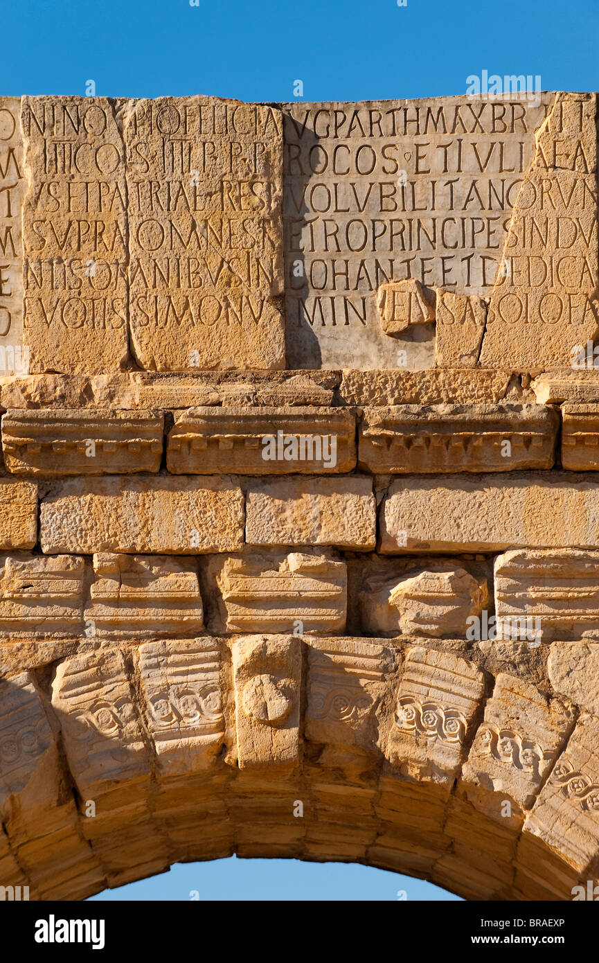 Detail of arch in the Roman city of Volubilis, Morocco, North Africa, Africa Stock Photo
