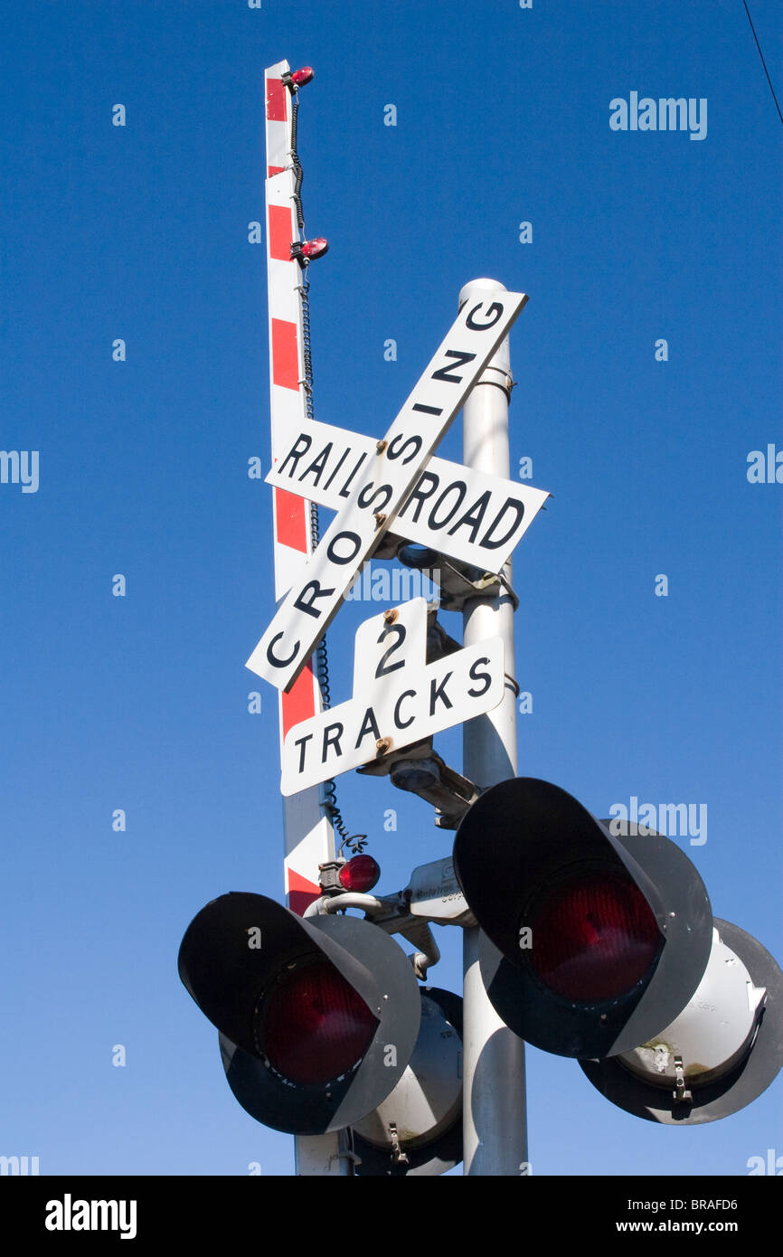 Grade Crossing Signal and barrier at Tacoma WA USA United States of America Stock Photo