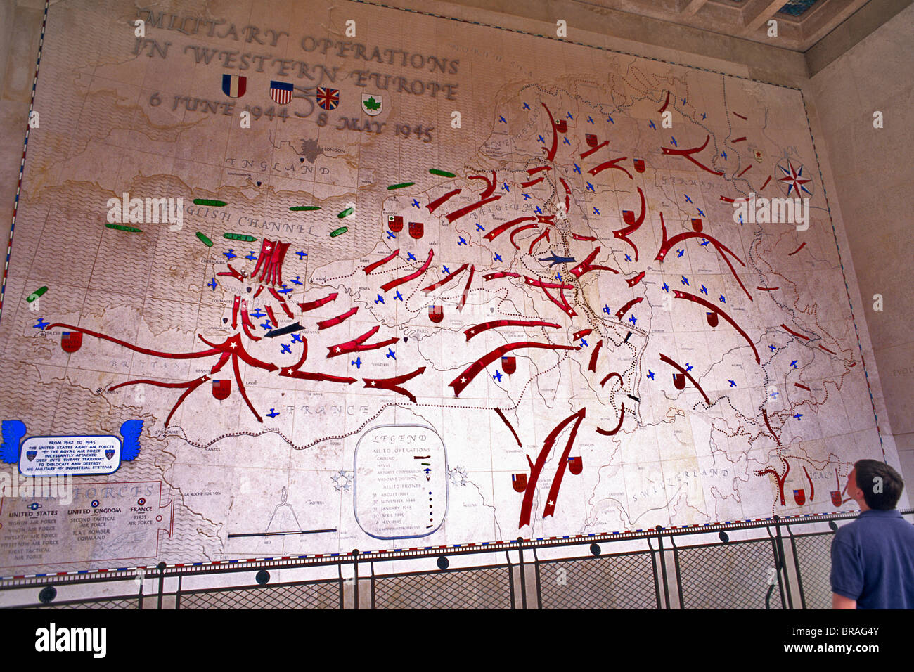 Omaha Beach Memorial military operations chart in Normandy France Stock Photo