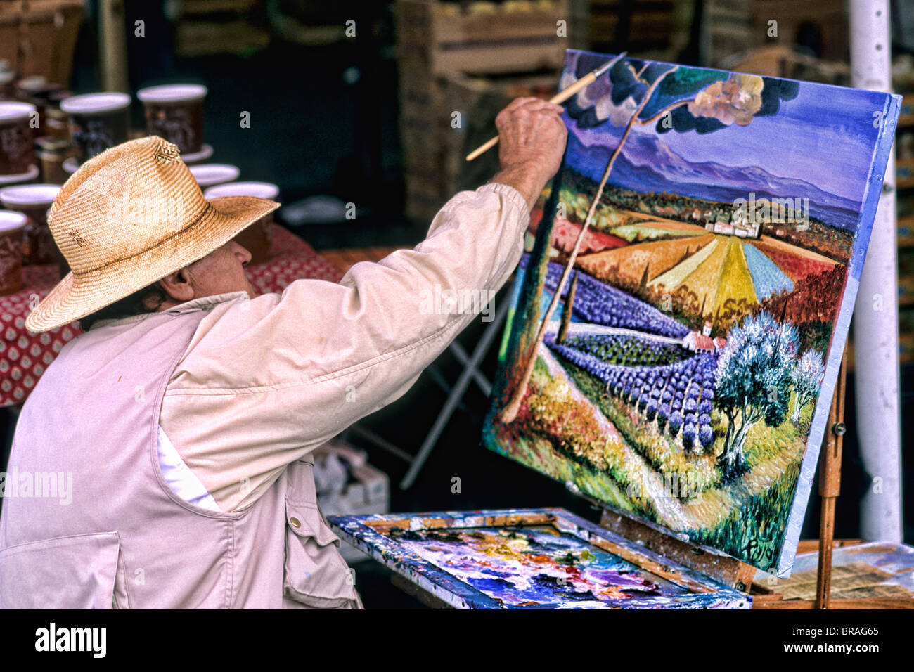 Impressionist artist painter in Nice France Stock Photo