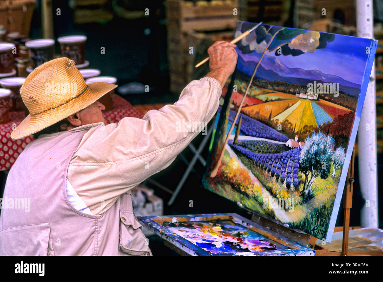 Impressionist artist painter in Nice France  Stock Photo
