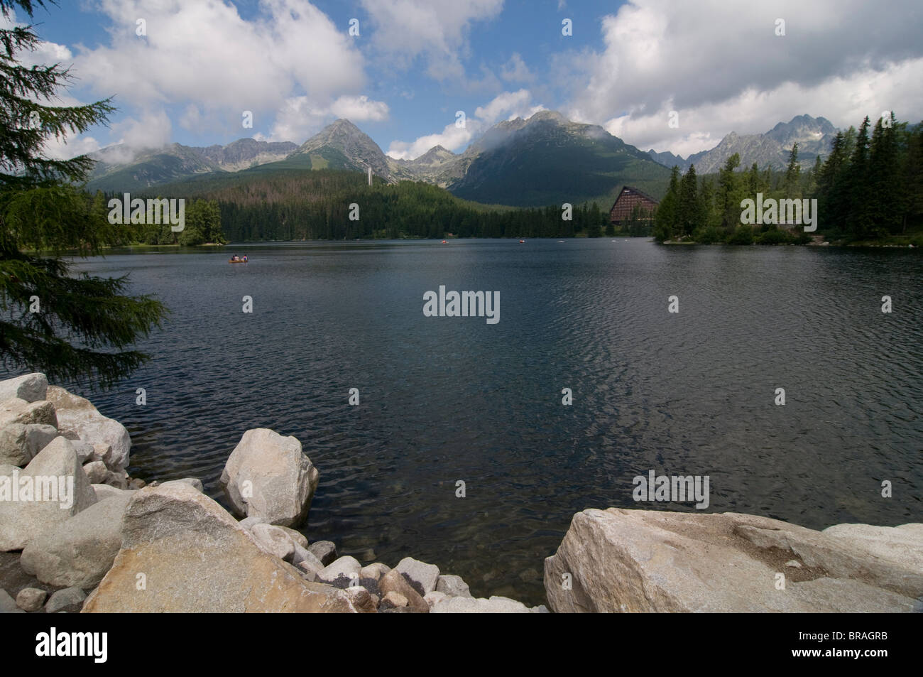 Glacier lake of Strebske Pleso in the High Tatra, Slovakia, Europe Stock Photo
