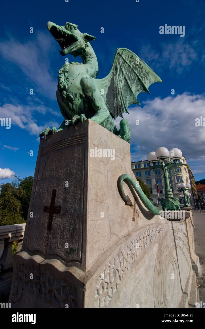 Dragon bridge in the center of Lublijana, Slovenia, Europe Stock Photo