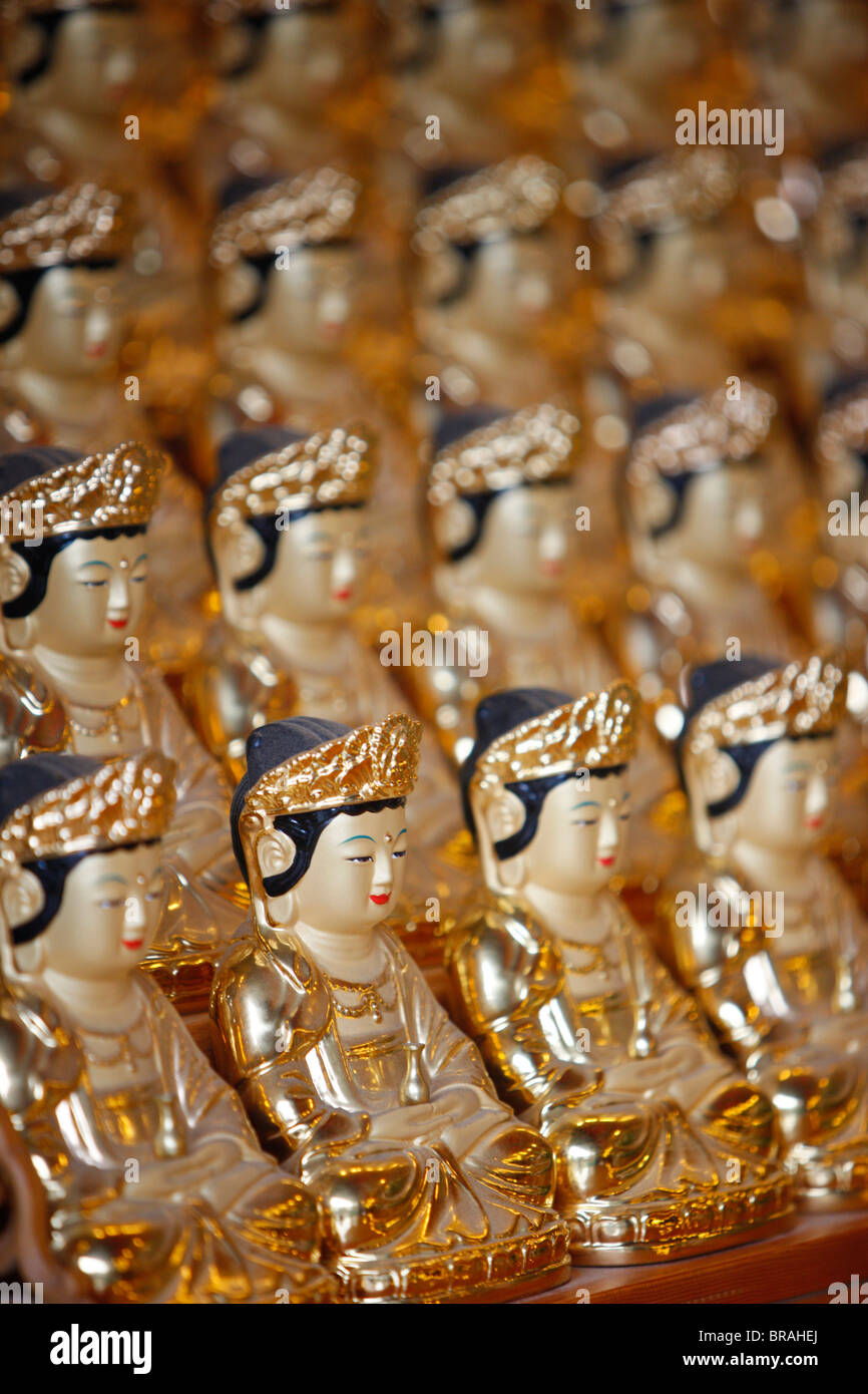 Small statues of the Bodhisattva  of Compassion, Bongeunsa Temple, Seoul, South Korea, Asia Stock Photo