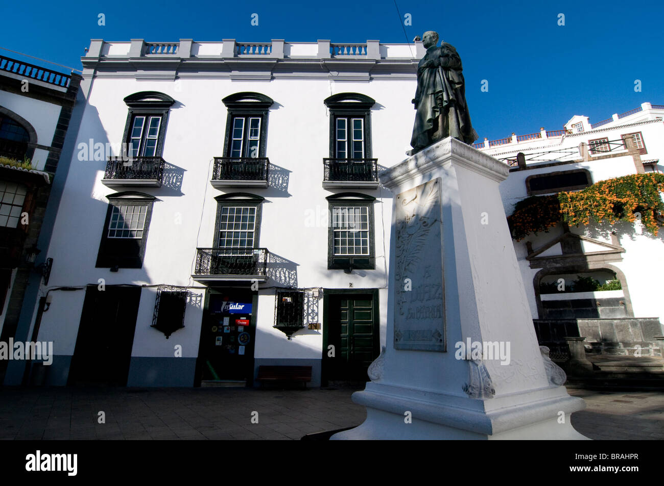Colonial houses in the old town of Santa Cruz de la Palma, La Palma, Canary Islands, Spain, Europe Stock Photo