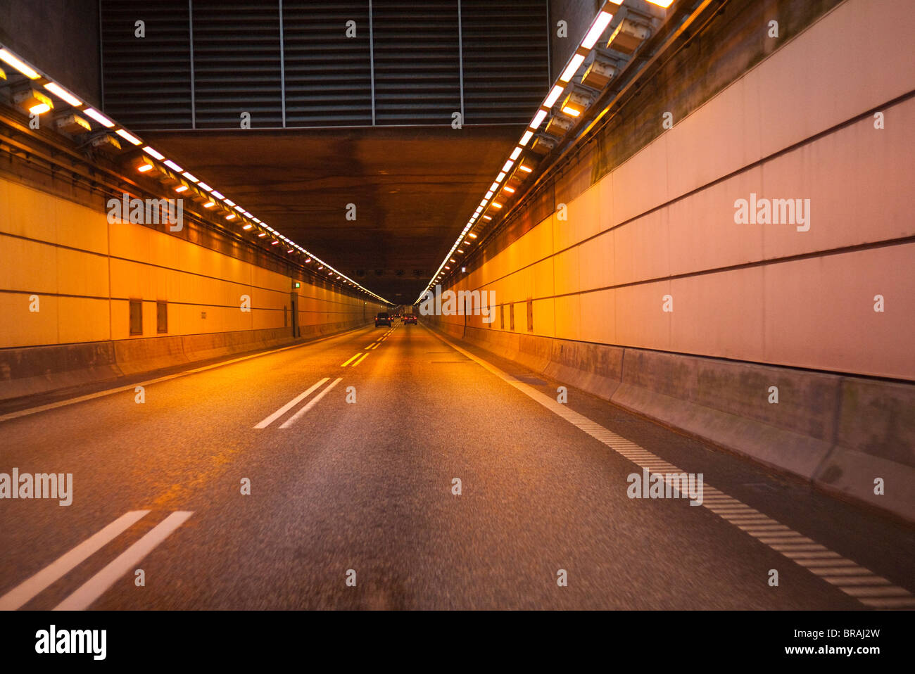The tunnel leading to öresund bridge between copenhagen and Malmö Stock Photo
