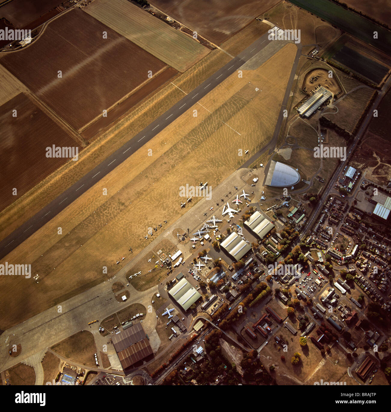 Aerial view of Duxford Aerodrome, now Imperial War Museum Duxford and ...