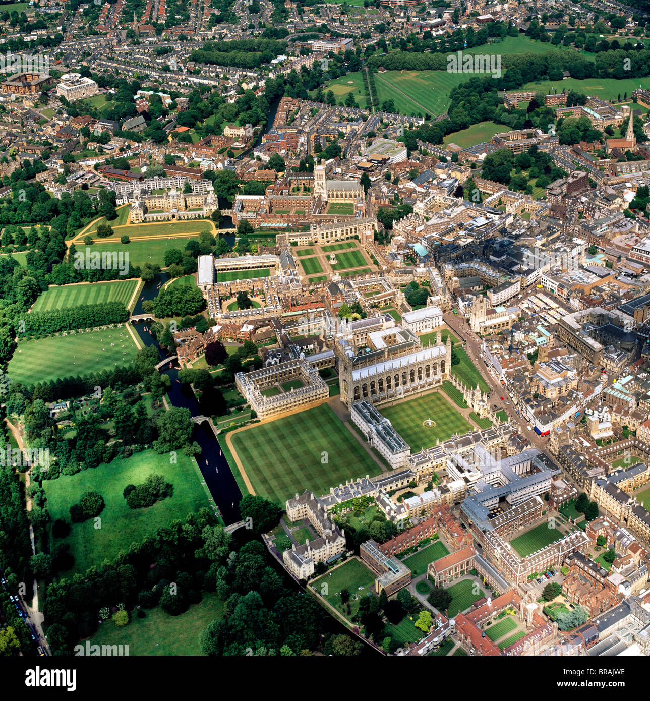 Aerial view of Cambridge, Cambridgeshire, UK Stock Photo