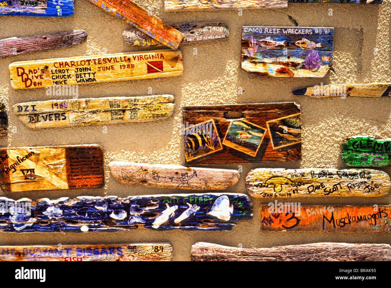 Old dive sign display at Divi Flamingo Dive Resort in Caribbean Island