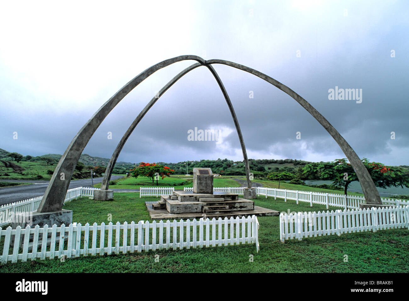 Monument for 1980s war that USA rescued Grenada from invasion in Caribbean  Stock Photo