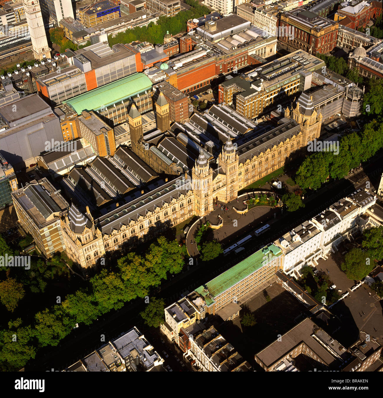 Aerial image of the Natural History Museum, Albertopolis, South Kensington, London, England, United Kingdom, Europe Stock Photo