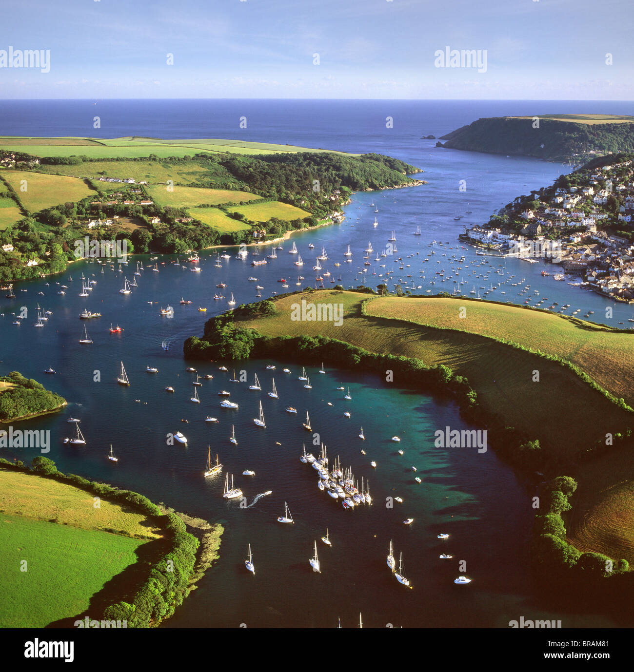 Aerial image of Salcombe and East Portlemouth, Kingsbridge Estuary, Devon, England, United Kingdom, Europe Stock Photo
