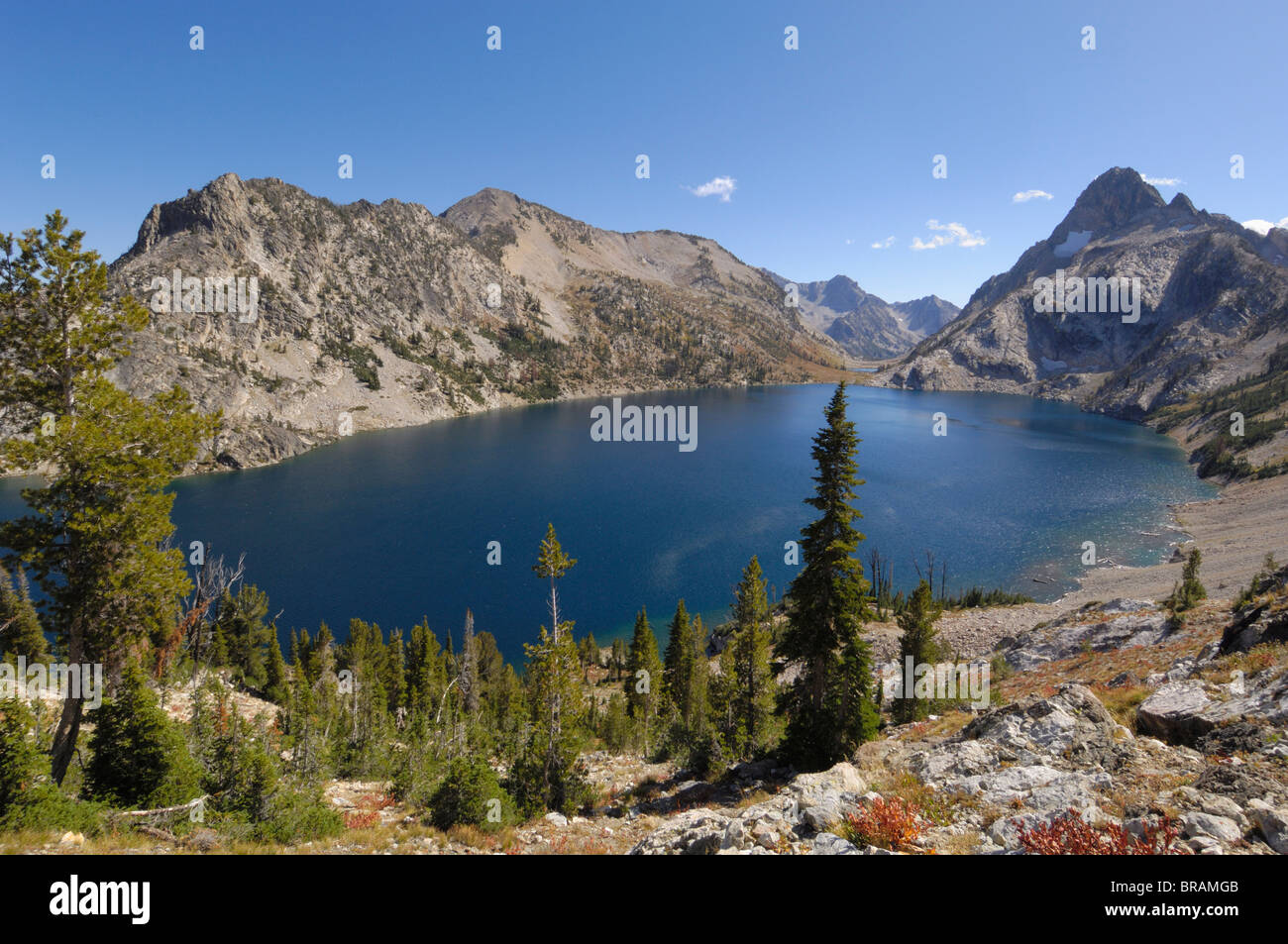 Sawtooth Lake, Sawtooth Mountains, Sawtooth Wilderness, Sawtooth National Recreation Area, Rocky Mountains, Idaho, USA Stock Photo