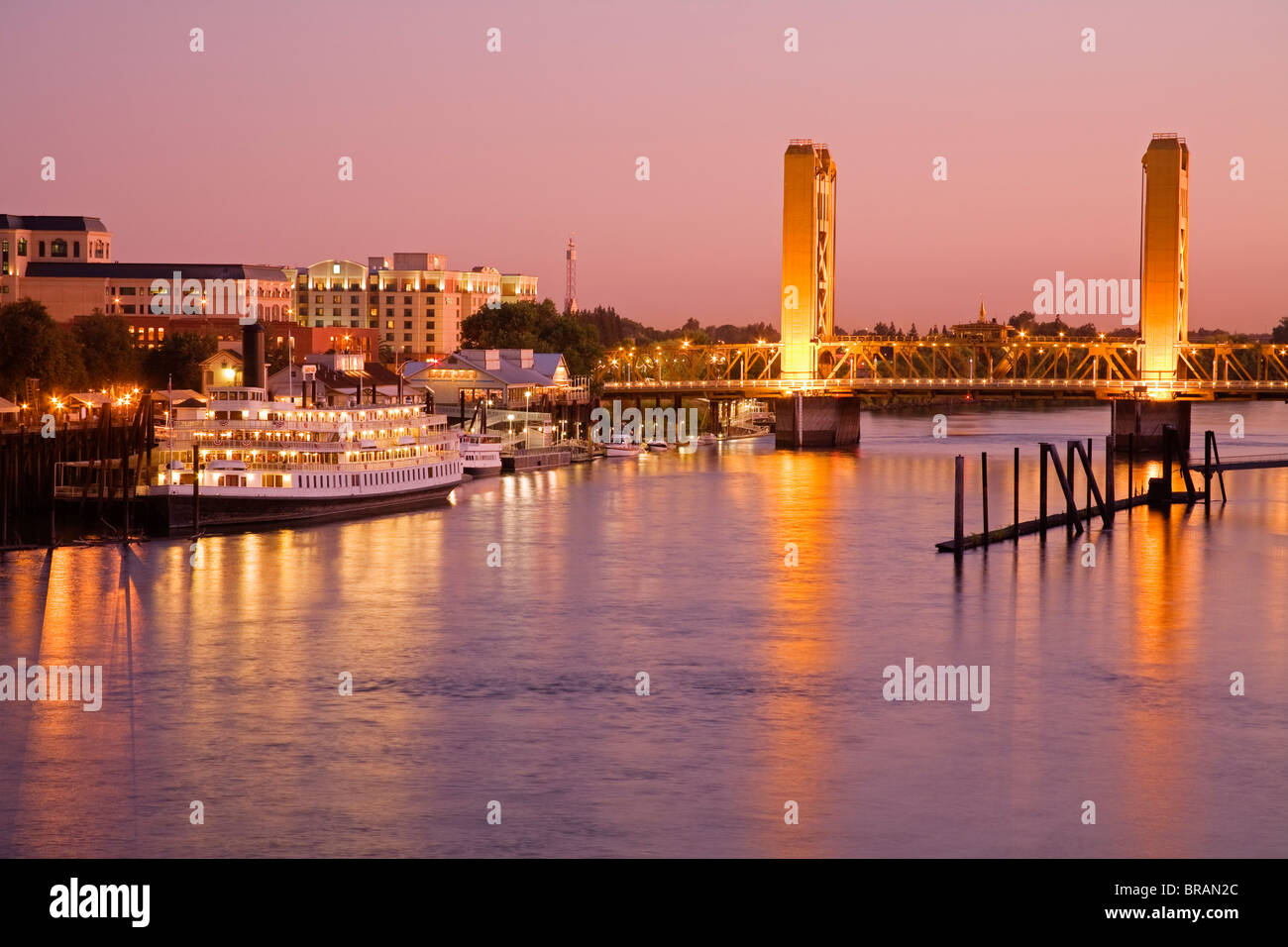 Sacramento River and skyline, Sacramento, California, United States of America, North America Stock Photo