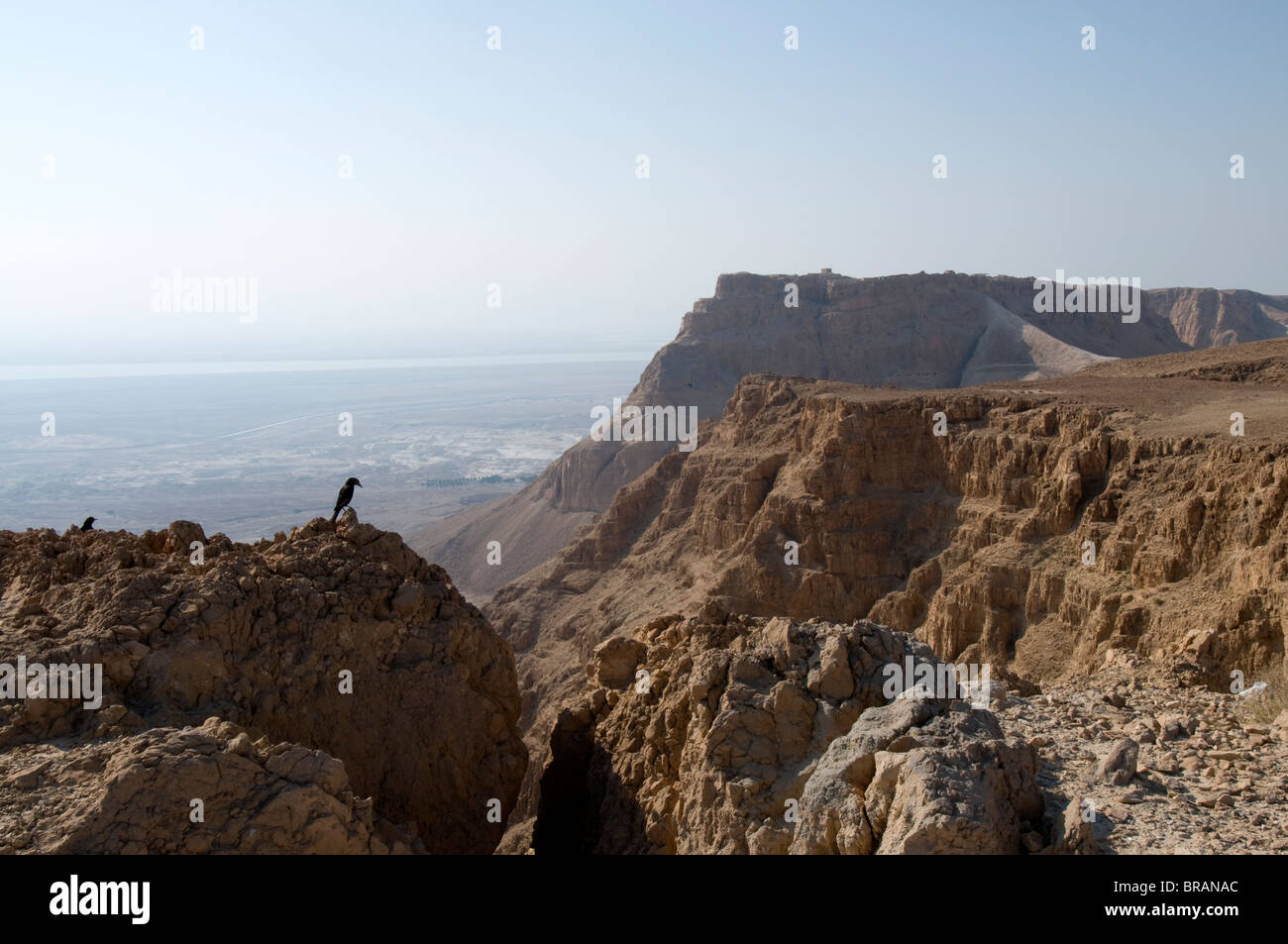 Masada with Dead Sea in the background Stock Photo