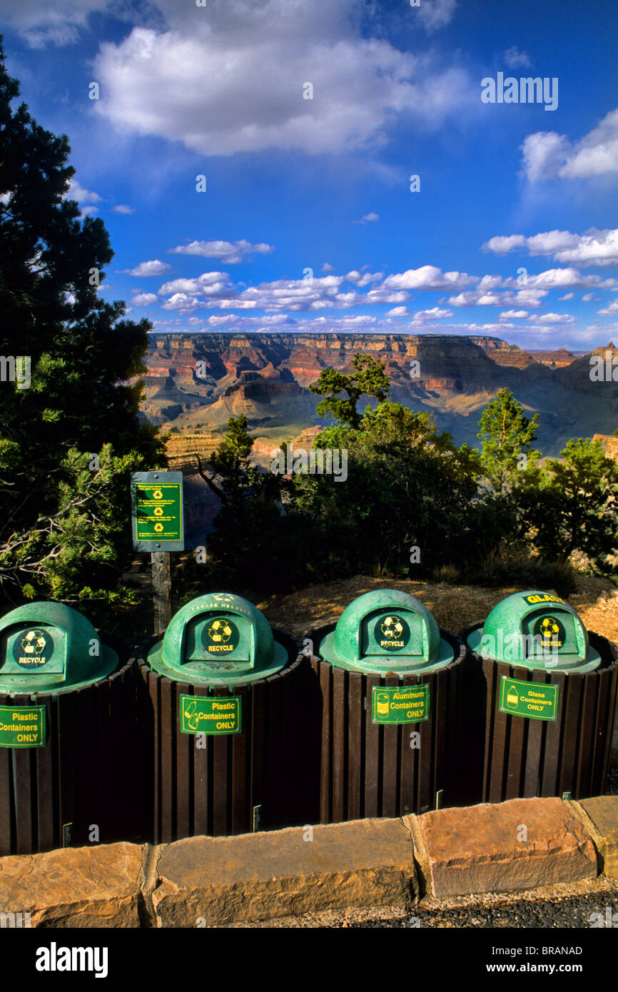 Recycling bins at South Rim of Grand Canyon beautiful image in Arizona
