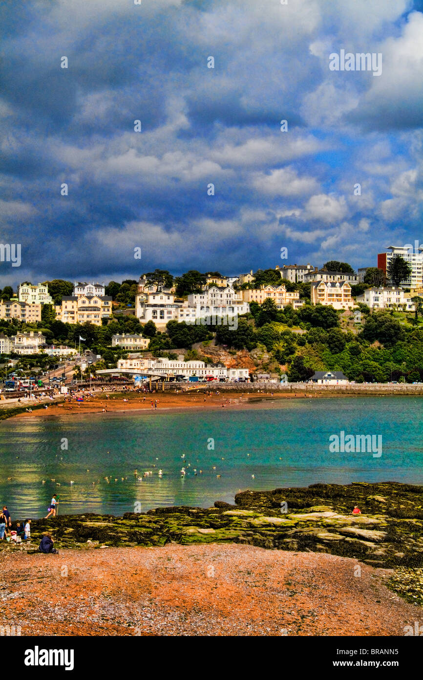 Village of Torquay England Devon and ocean called town the English Rivera Torquay England Devon called the English Rivera Stock Photo