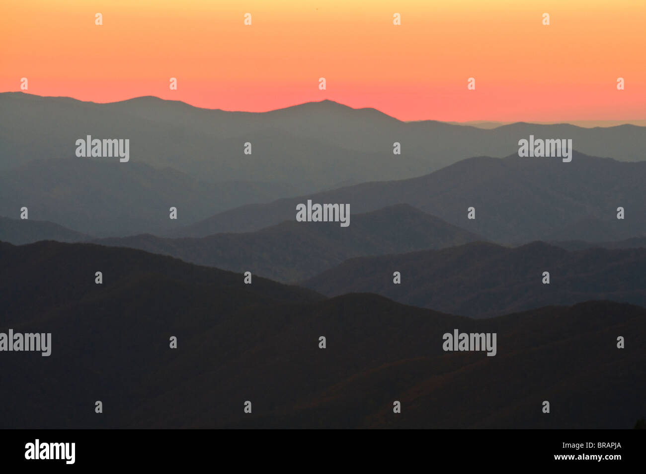 Sunset over the Great Smoky Mountains National Park, UNESCO World