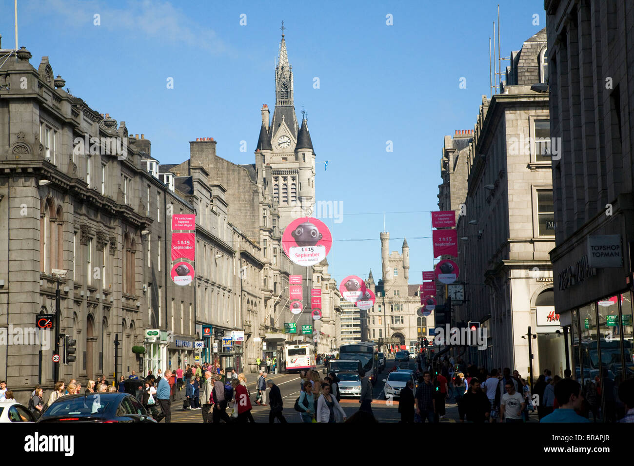 Shops traffic people, Union Street, Aberdeen, Scotland Stock Photo Alamy