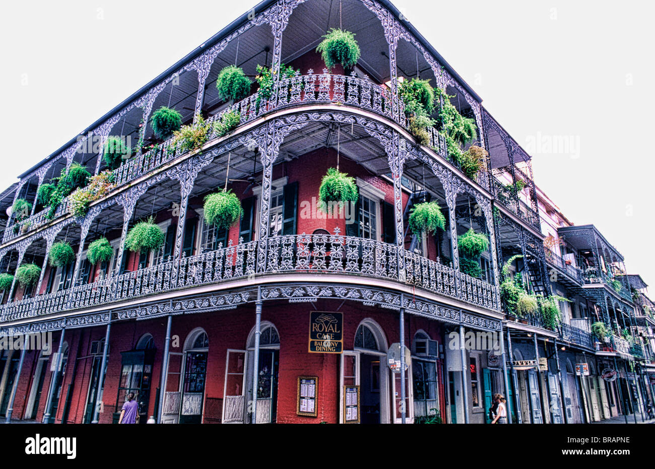 Beautiful architecture and iron railings in the French Quarter in wonderful city of New Orleans Louisiana NOLA USA Stock Photo