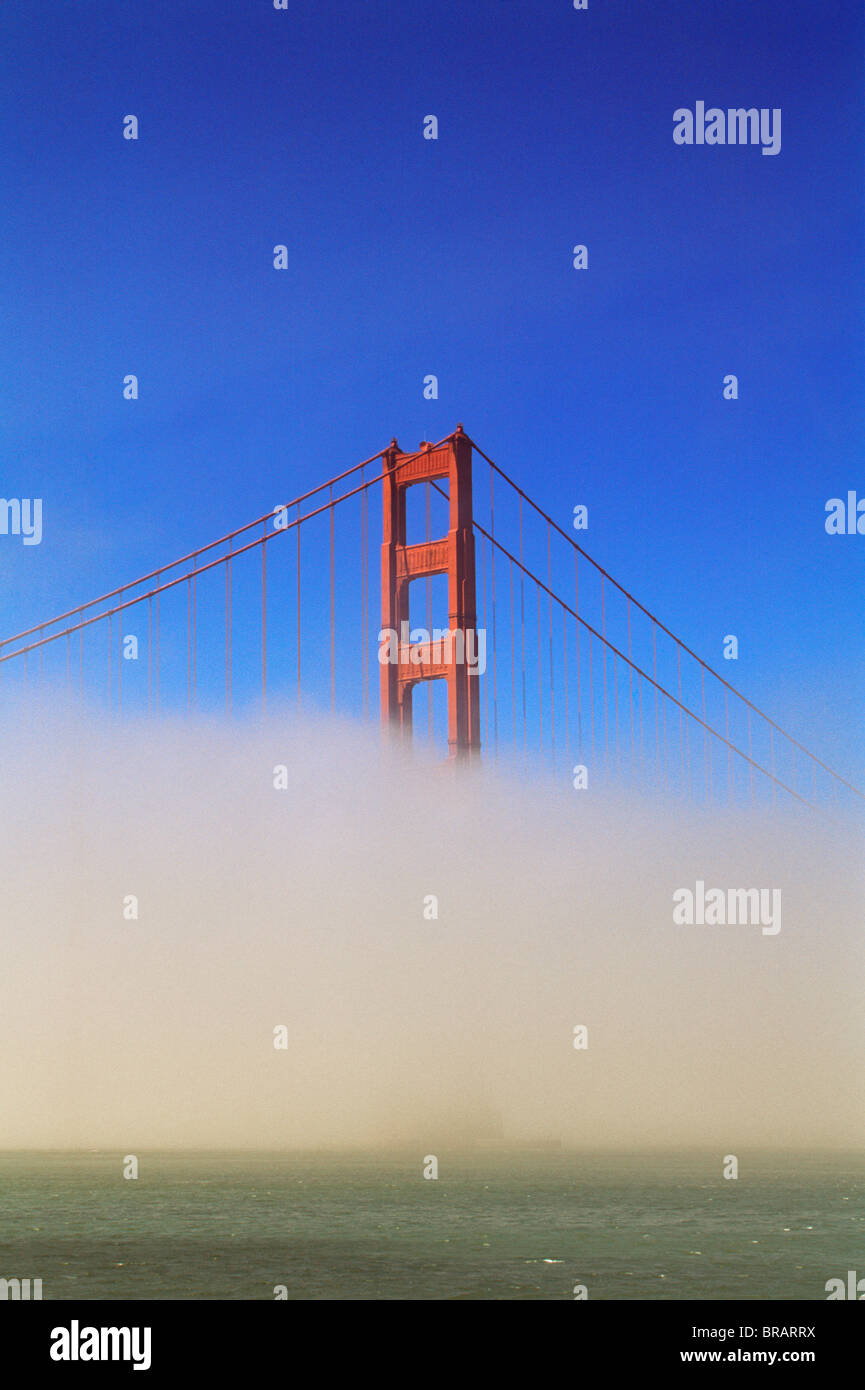 Golden Gate Bridge in fog, San Francisco, California, United States of America, North America Stock Photo