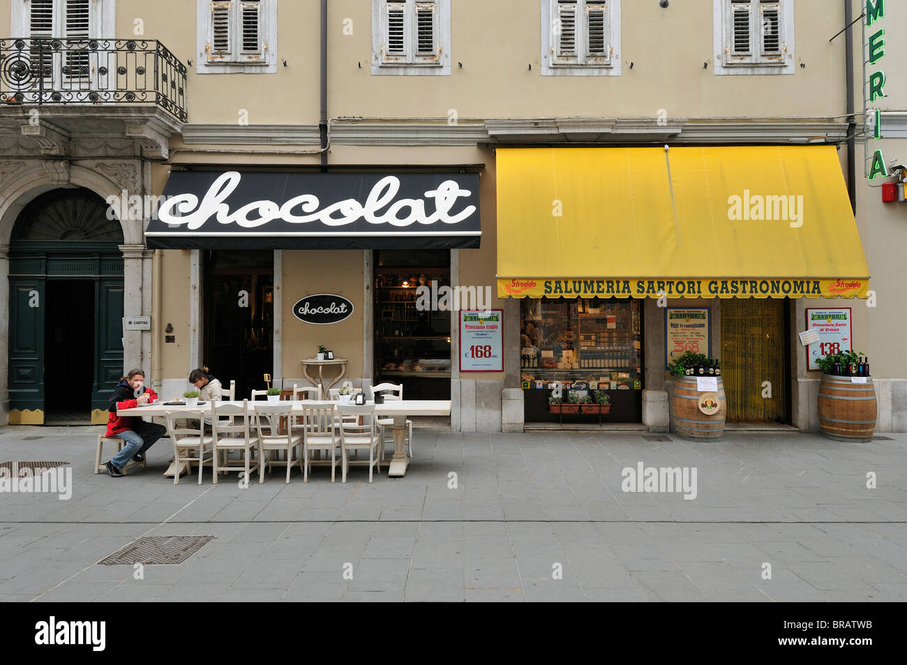 Trieste. Italy. Shops on Via di Cavana. Stock Photo