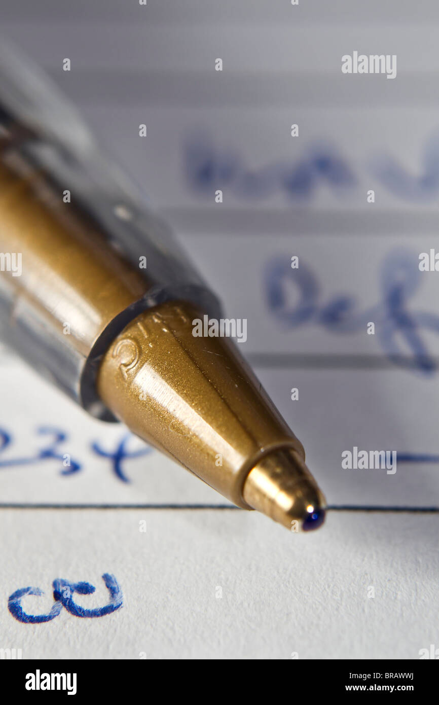 Pen and Notepaper Stock Photo
