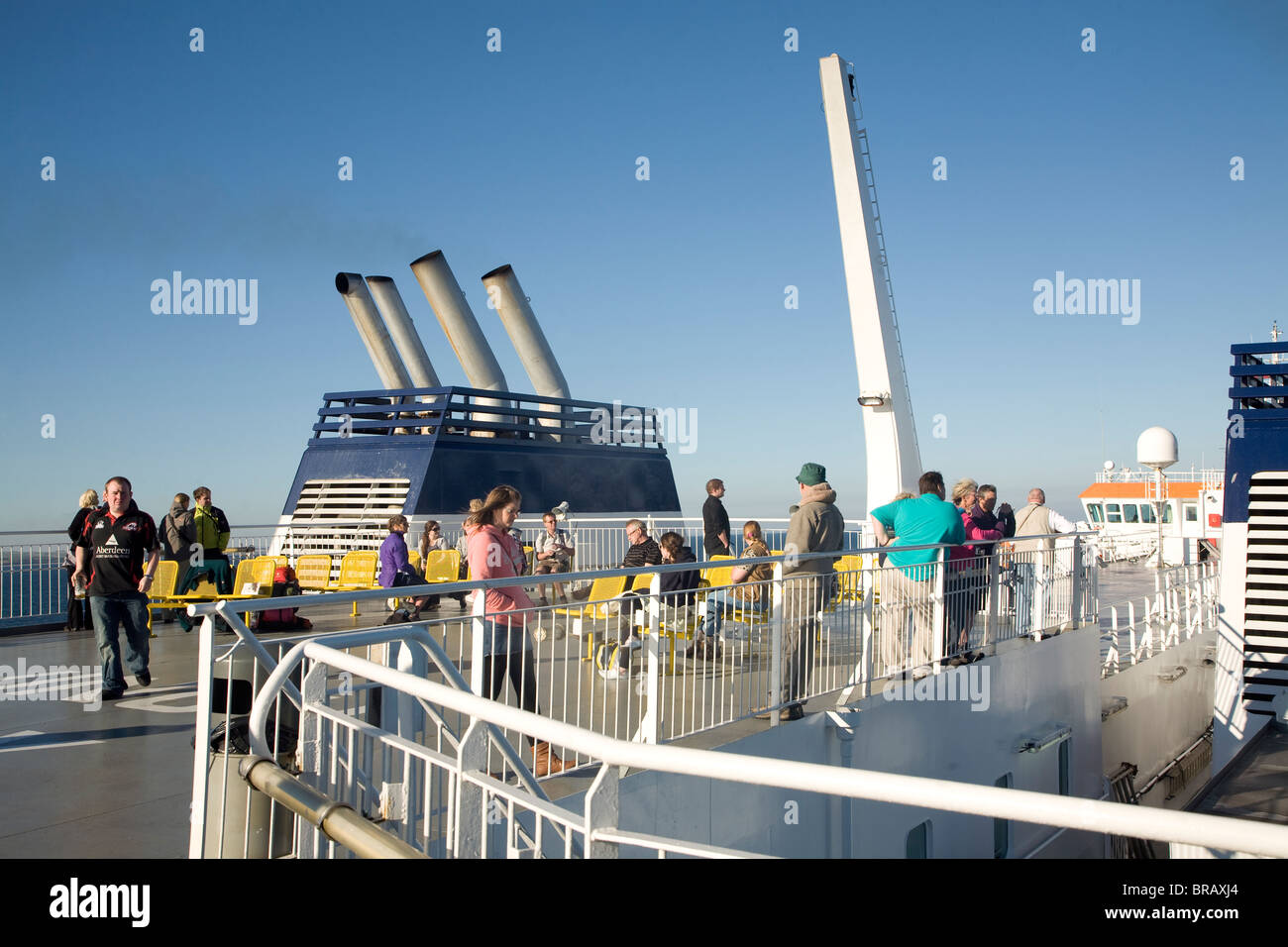 Passengers on deck Northlink ferry Stock Photo