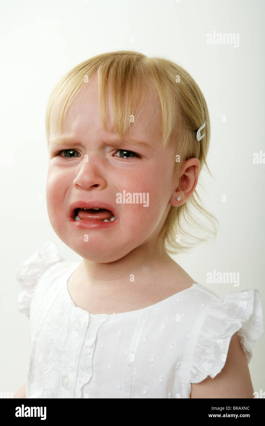 Two year old girl crying Stock Photo Alamy