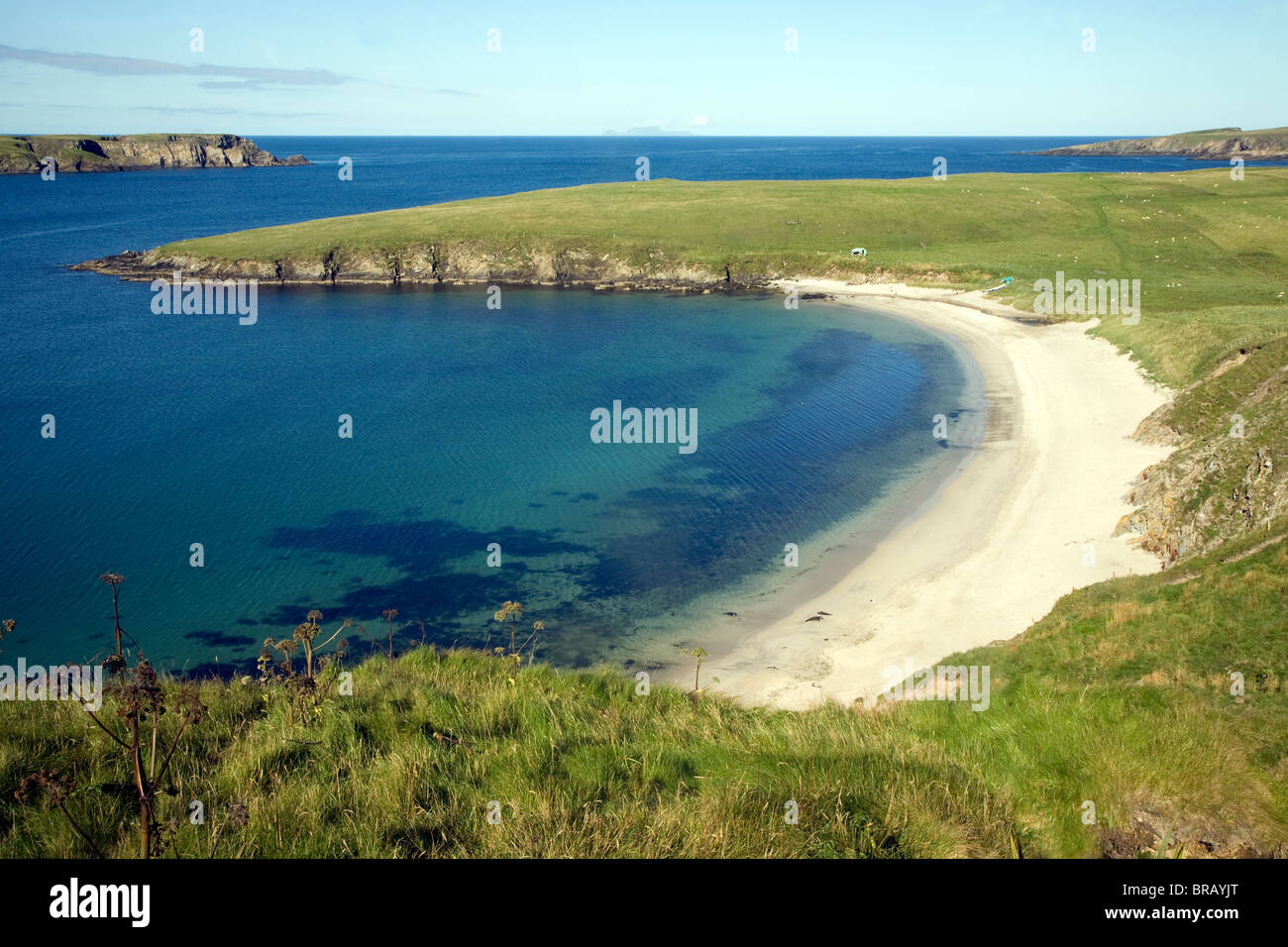 Sandy beach, Bay of Scousburgh, Shetland Islands, Scotland Stock Photo