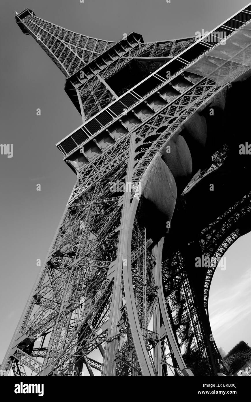 The Eiffel Tower in Black and White, Paris France. Stock Photo